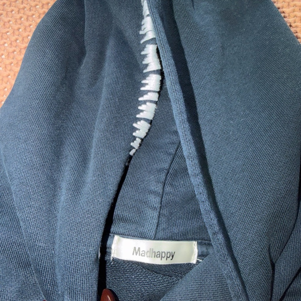 Madhappy Navy Blue Hoodie with White Script Logo (Unisex Small) - Picture 4 of 7